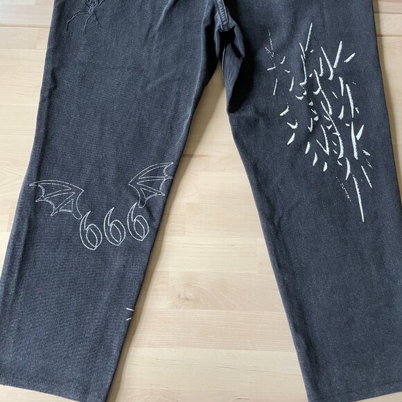 Cool Shirtz Cold Ones Very Cool The Spooky Denim Screenprint Black Jeans *READ* - Picture 6 of 10